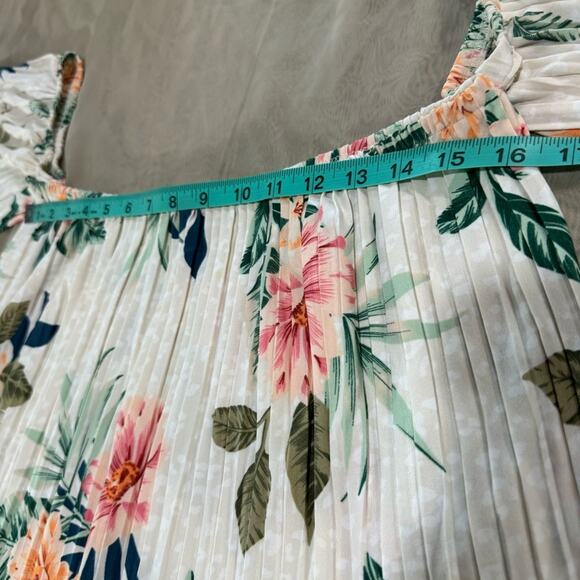 Off Shoulder Pleated Top Sz L Guess Hanalei Blooms - Picture 11 of 13